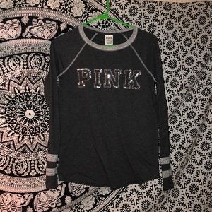 PINK sequin letter long sleeve top.